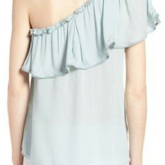 NWT $69 Hinge One-Shoulder Ruffle Top - Blue Cloud - Sz S - Picture 2 of 2